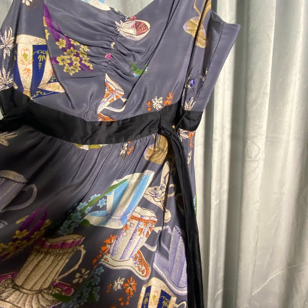 Sleeveless Purple Patterned Fit-and-Flare Dress